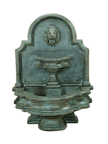 Rialto Lion Wall Cast Stone Outdoor Water Fountain With Spout Fountain Tuscan